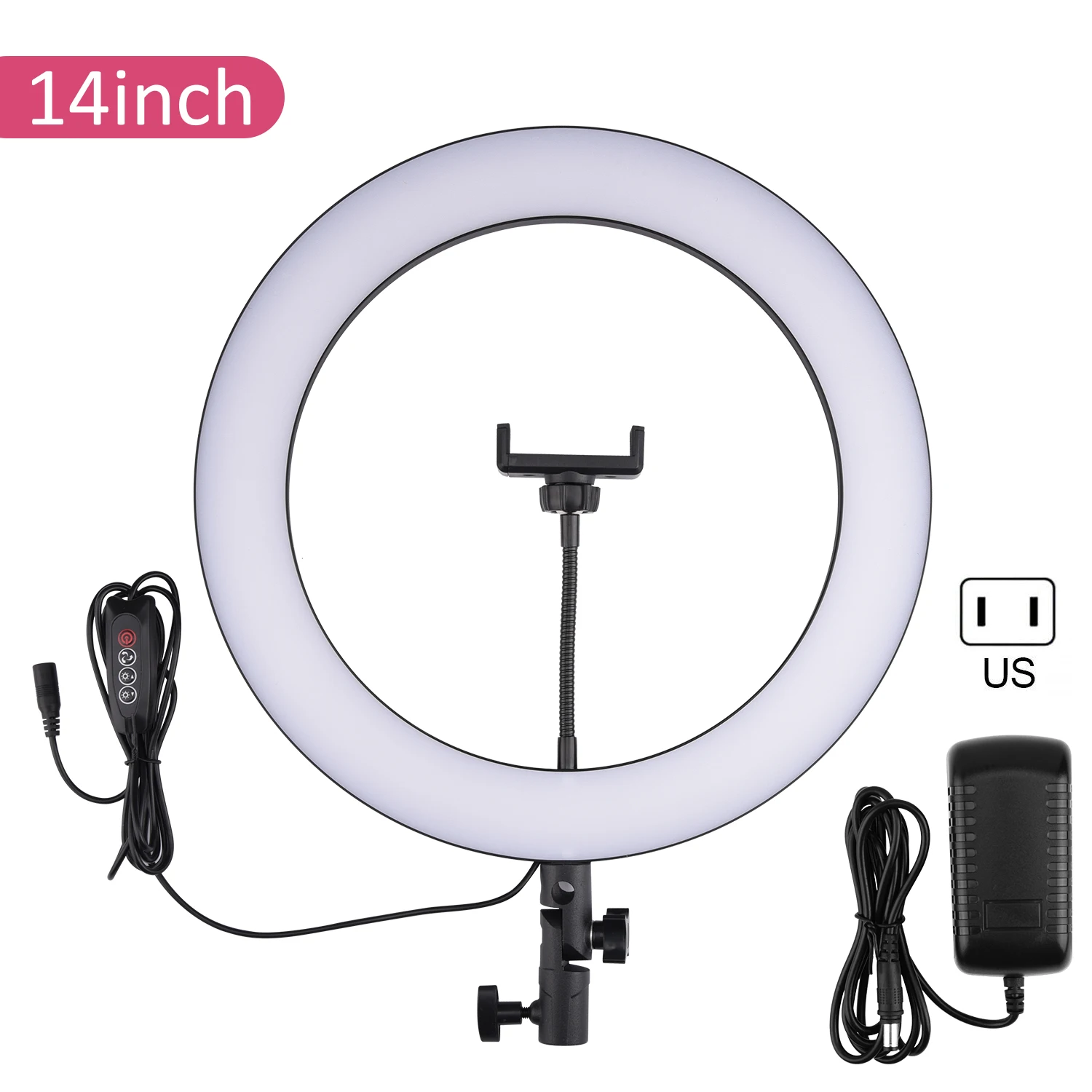 

14 Inch LED Ring Light Live Light US Standard Plug M36 Black Studio Photography Photo Ring Fill Light No Tripod For Live Stream