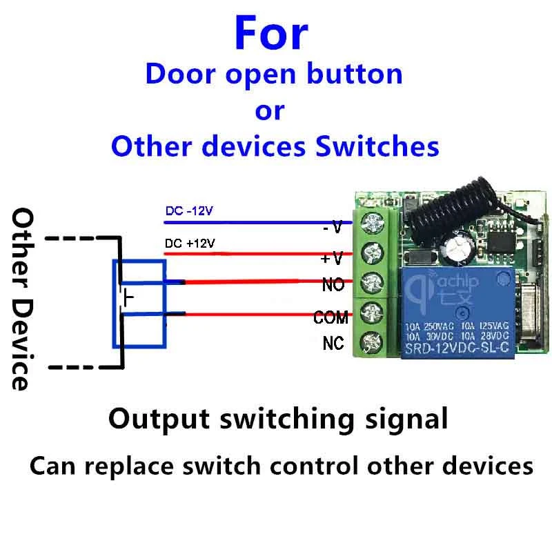 

DC 12V Single-channel Wireless Switch Control Board Remote Control Relay Jog Self-locking Interlock 433.92M