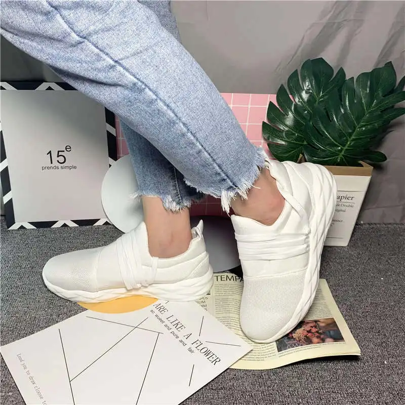 

33-41 Sport Sneakers Woman Street Women Running Size 6.5 Sports Shoes Ladies Daily Wear Elastic Laces Sneakers High Heel Tennis