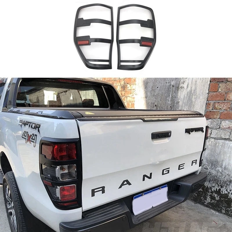 

Matte Black Rear Tail Light Lamp Covers Trim for FORD RANGER T6 T7 T8 2012-2019 2020 Wildtrak