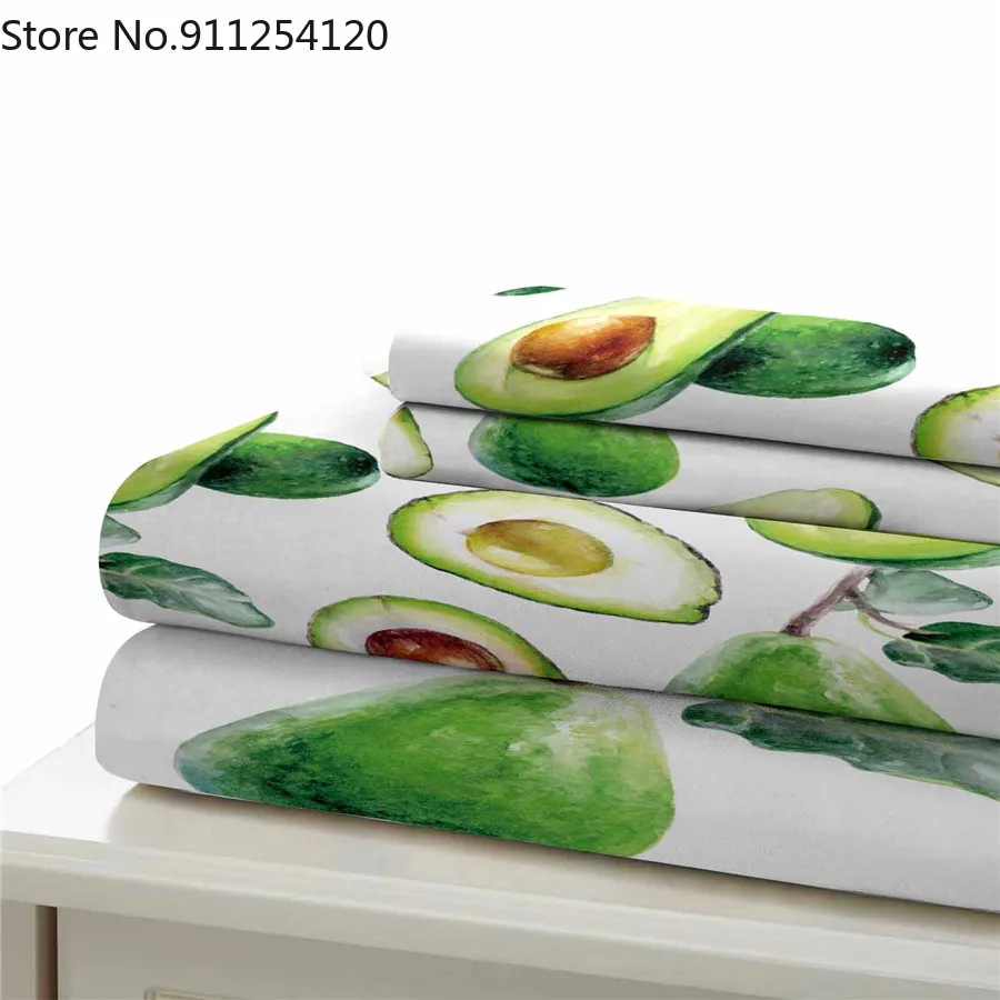 Комплект постельного белья из 2/3 предметов с принтом фруктов и авокадо | Дом сад