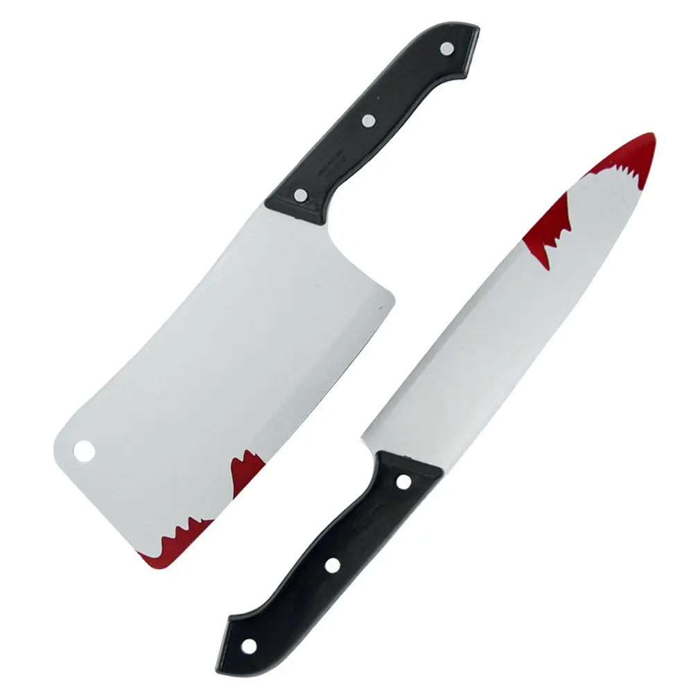 Hot Newest Horror Plastic Knife Bloody Knife Halloween Costume Party Game Performance Supplies Person Halloween Fast Delivery