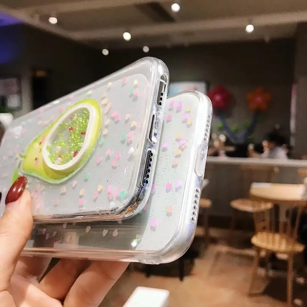Жидкое Сердце Блеск улыбка лицо облака чехол для телефона для iPhone 6 6s 7 8 Plus X XS 11 Pro Max Мороженое Мягкий ТПУ динамический бисер чехол