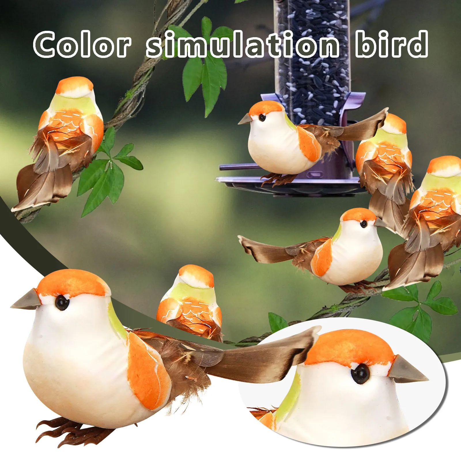 Украшения для сада на открытом воздухе 6 шт. перо птица искусственный пены мини