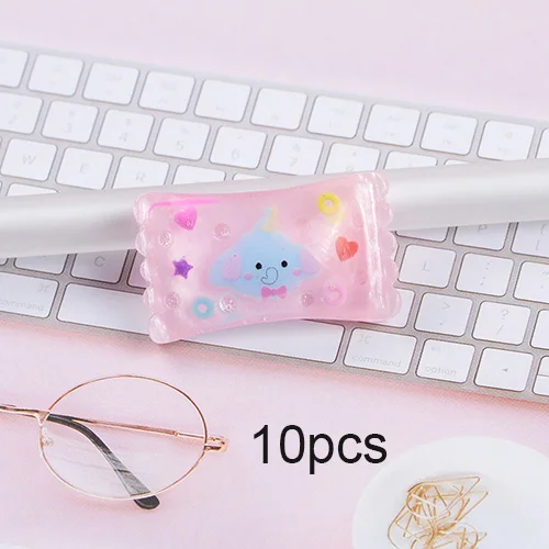 Pink B 10pcs Happy monkey 10 шт. Kawaii Slime Подвески Смола милые животные конфеты добавки аксессуары DIY Набор для пушистой прозрачной хрустящей слизи глины - Цвет: Pink B 10pcs