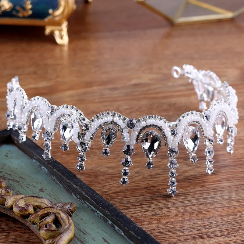 JaneVini 2019 элегантные серебряные стразы Свадебные короны ручной работы повязка на