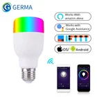 Умный WiFi светильник, интеллектуальная цветная светодиодная лампа 7 Вт RGBW, дистанционное управление, работает с Alexa Google для умного дома E27 E26