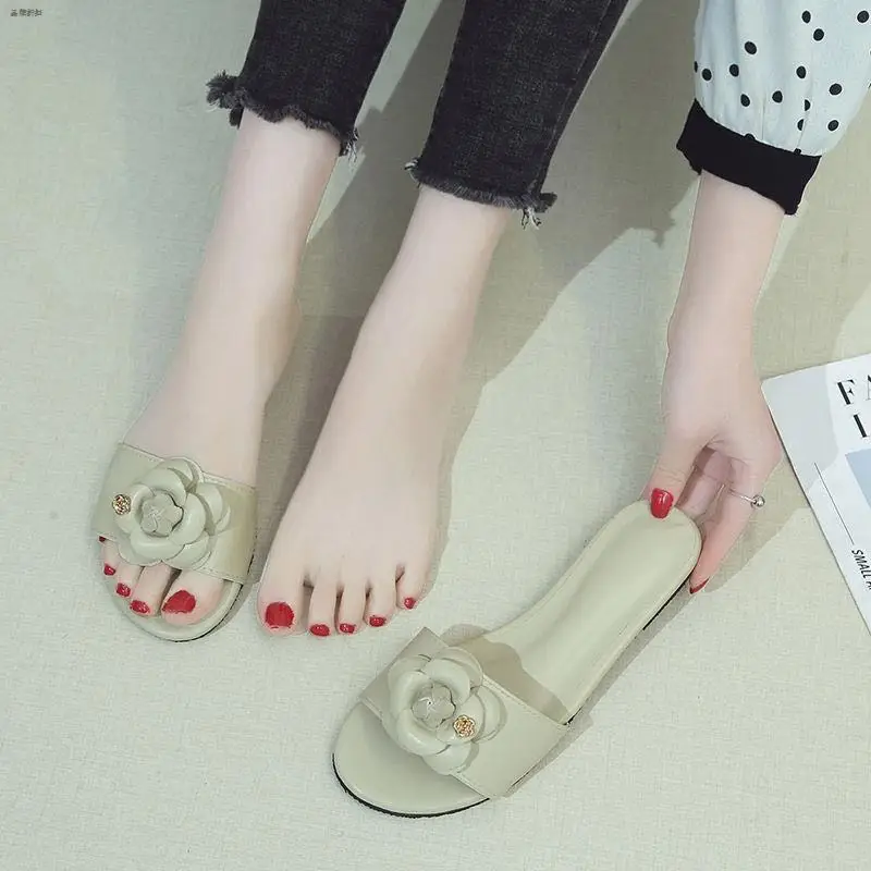Новые продукты для лета 2020 женские цветочные тапочки кожаные туфли на плоской