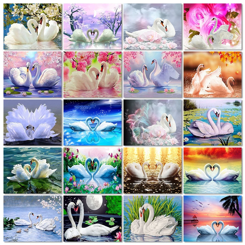 

ZOOYA DIY 5D Diamond Painting Animal Swan Full Diamond Embroidery Landscape Diamond Mosaic Cross Stitch Kits Home Decoration