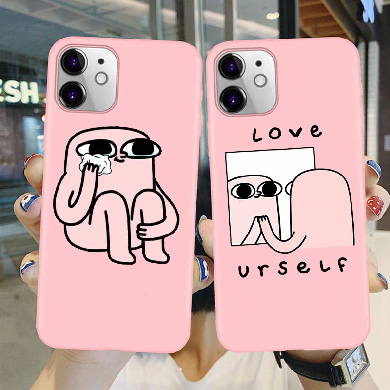

Cartoon funny big eyes ketnipz phone case for iPhone 11 12 Pro Max X XS Max XR pink case for iPhone 7 8 6 6S Plus SE2020