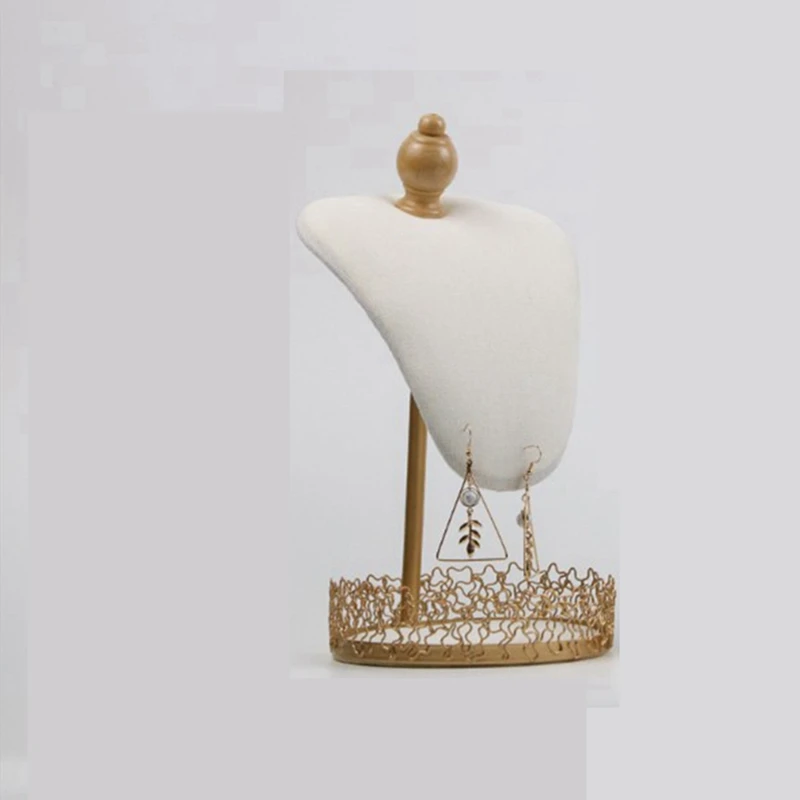 

2 Pcs Wooden Display Jewelry Accessories Brackets Necklace Earring Ring Jewelry Display Stand, Dark Green & White