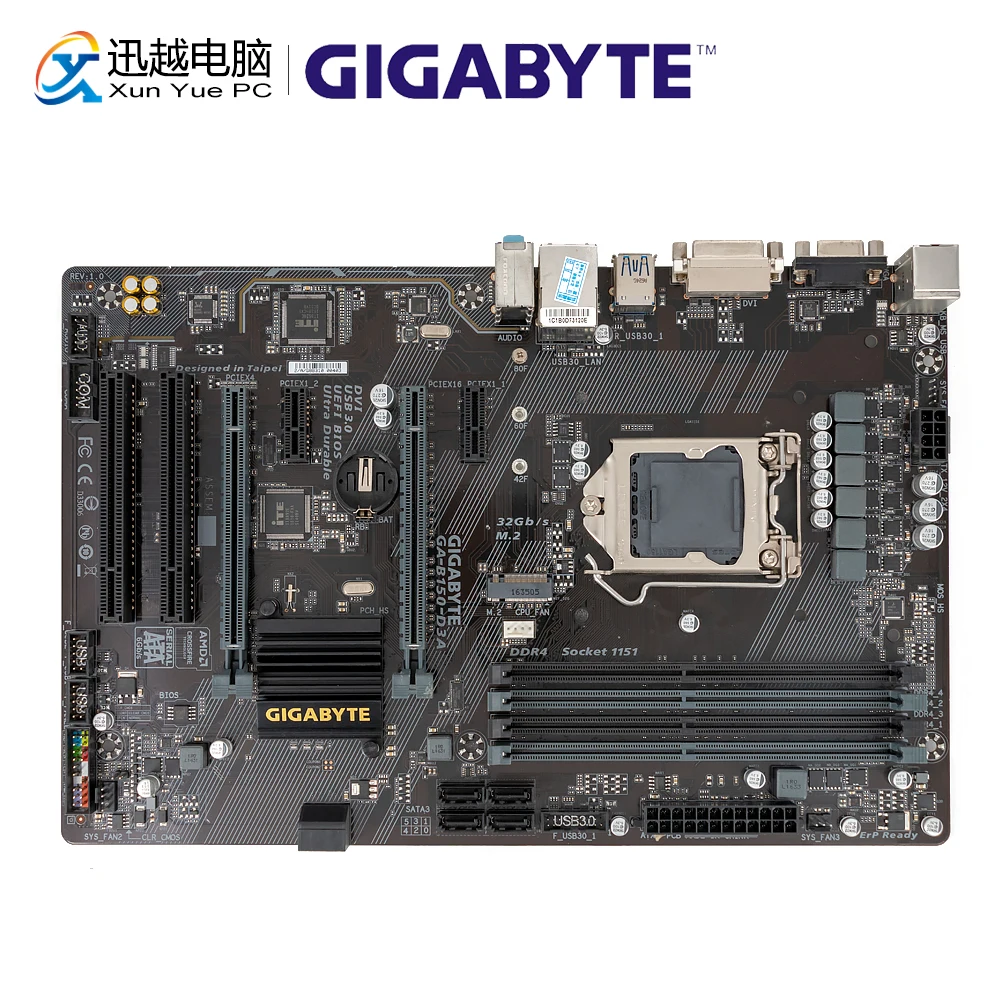 Gigabyte GA-B150-D3A рабочего Материнская плата B150-D3A B150 LGA 1151 Core i7 i5 i3 DDR4 64G SATA3 USB3.0 VGA, HDMI, DVI HDMI M.2 блок питания ATX
