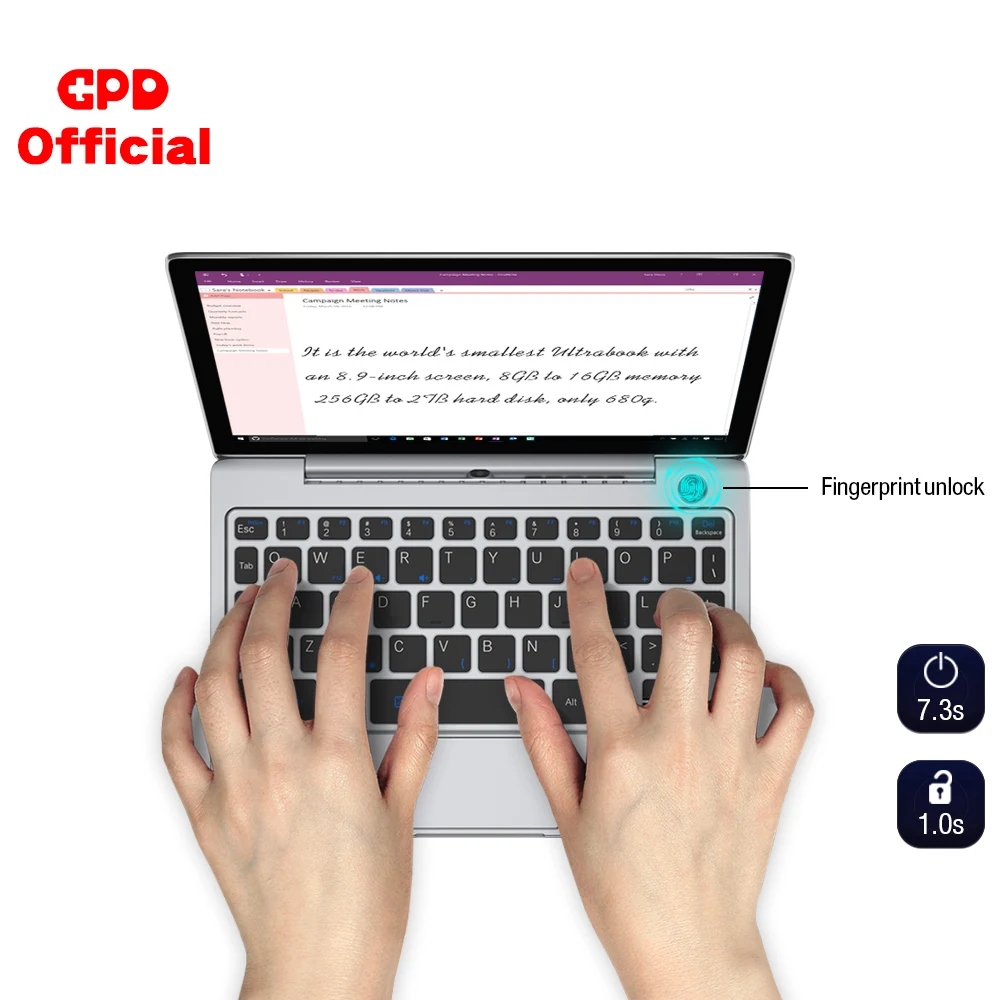 GPD P2 Max Pocket 2 Max 8,9 дюймов сенсорный экран Intel Celeron 3965y 8 Гб 256 ГБ мини-ПК карманный ноутбук Windows 10 система