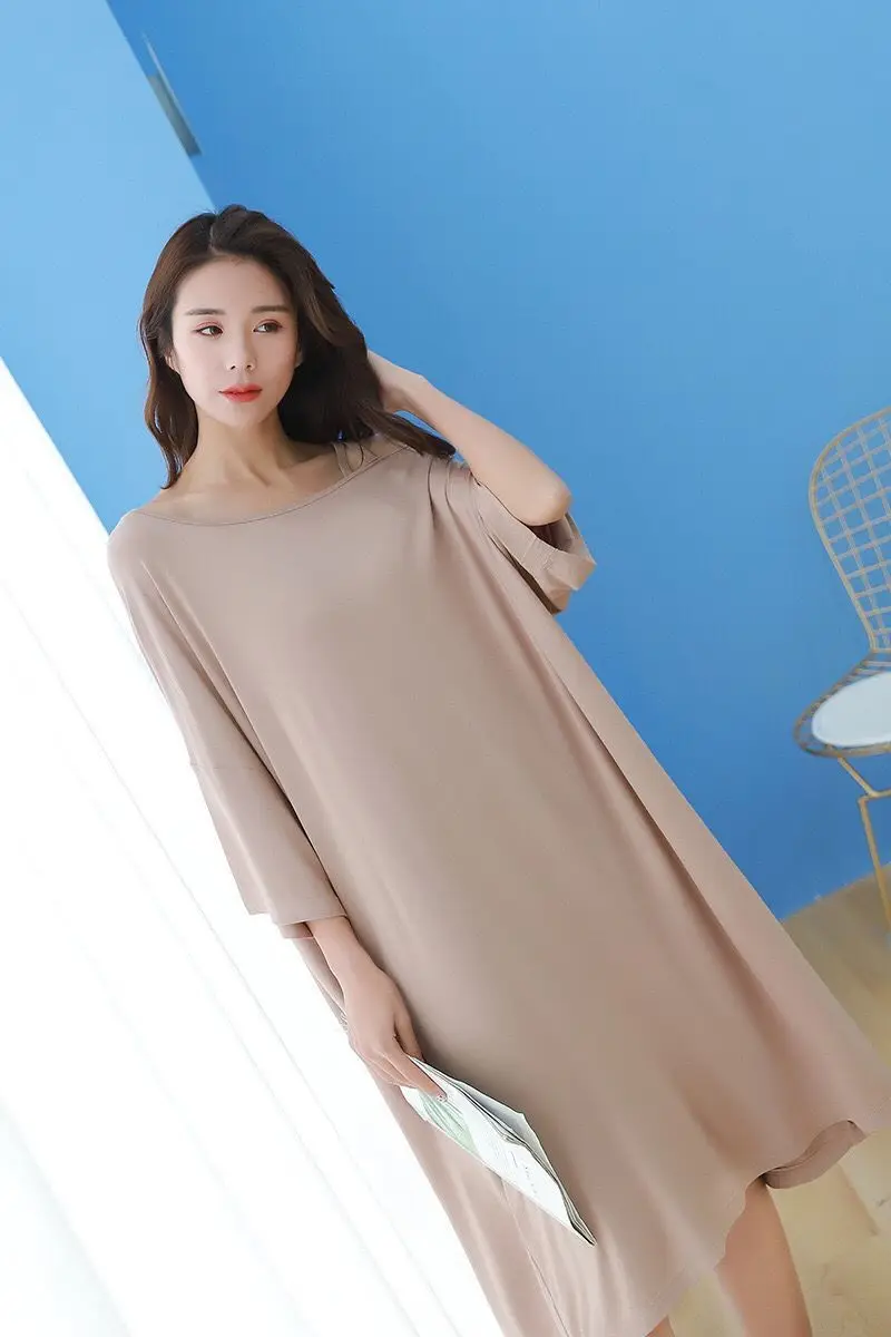 2021 Summer Large Size Dress Nightgown Women's Short Sleeve Loose Nightwear Shoulder Nightdress Pregnant Home Wear Sleepwear