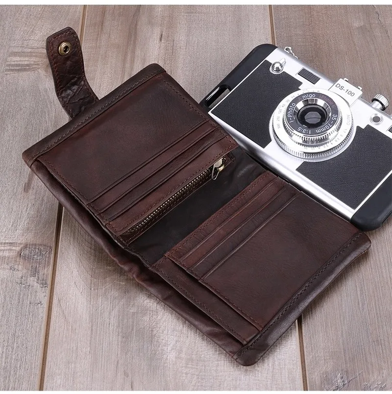 Повседневный мужской кошелек из натуральной кожи в стиле ретро с защитой от