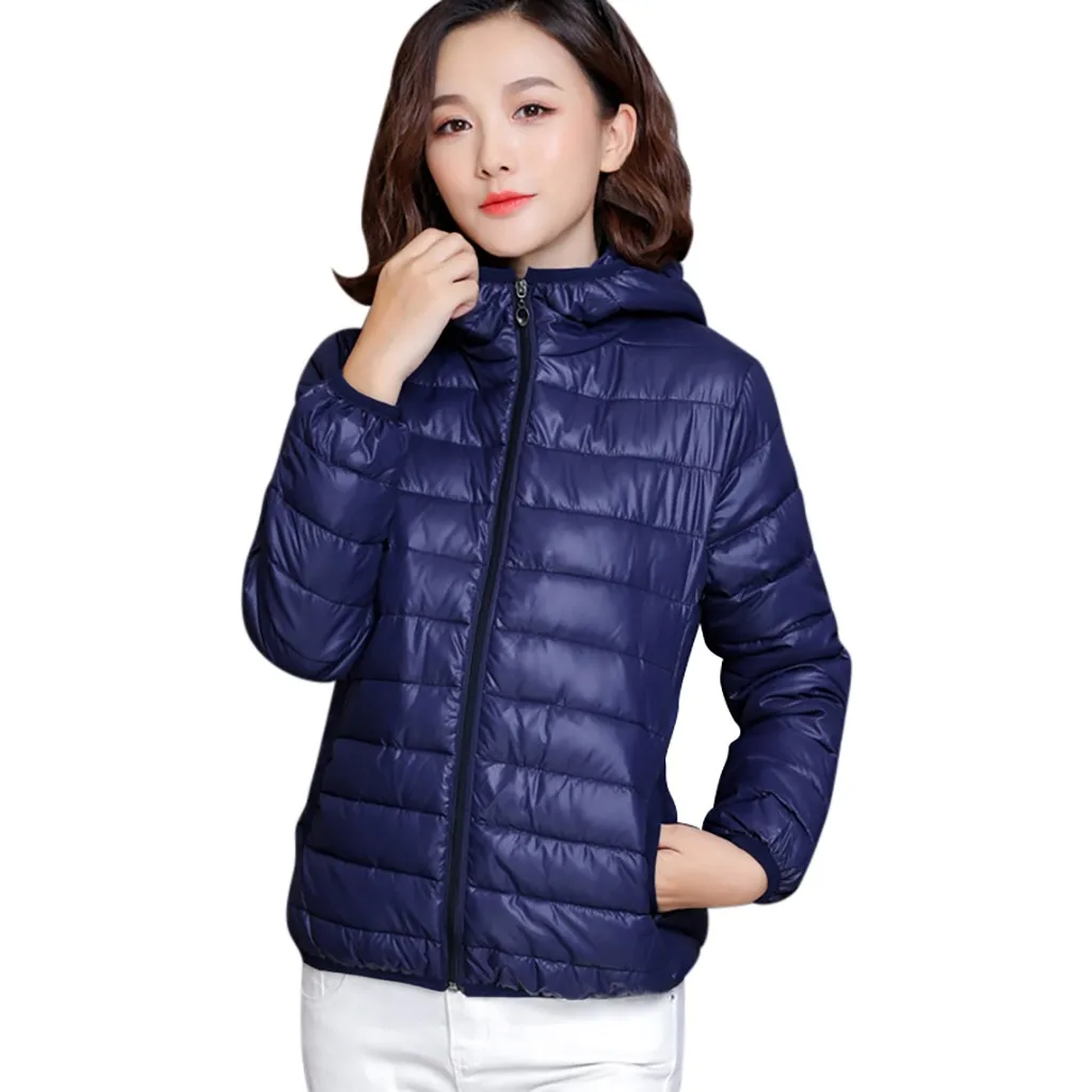 Женский пуховик с капюшоном теплый светильник верхняя одежда размера плюс для