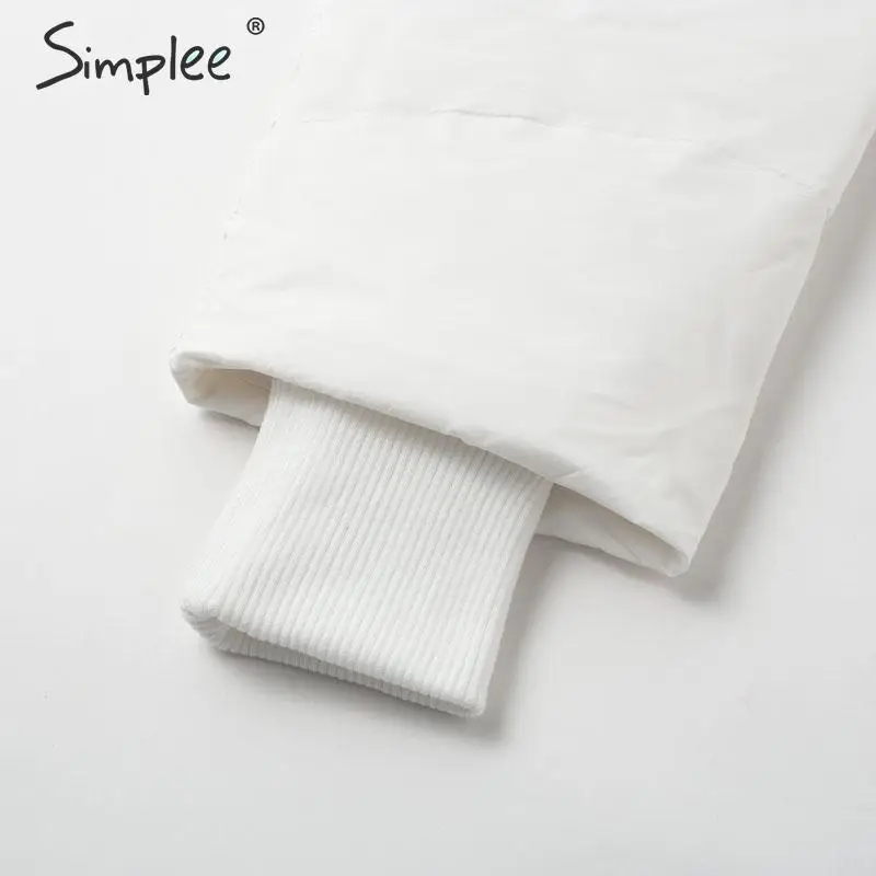 Simplee Fashion warm women long parkas Zipper pockets autumn winter outwear female padded coat Loose soft ladies white overcoats | Женская