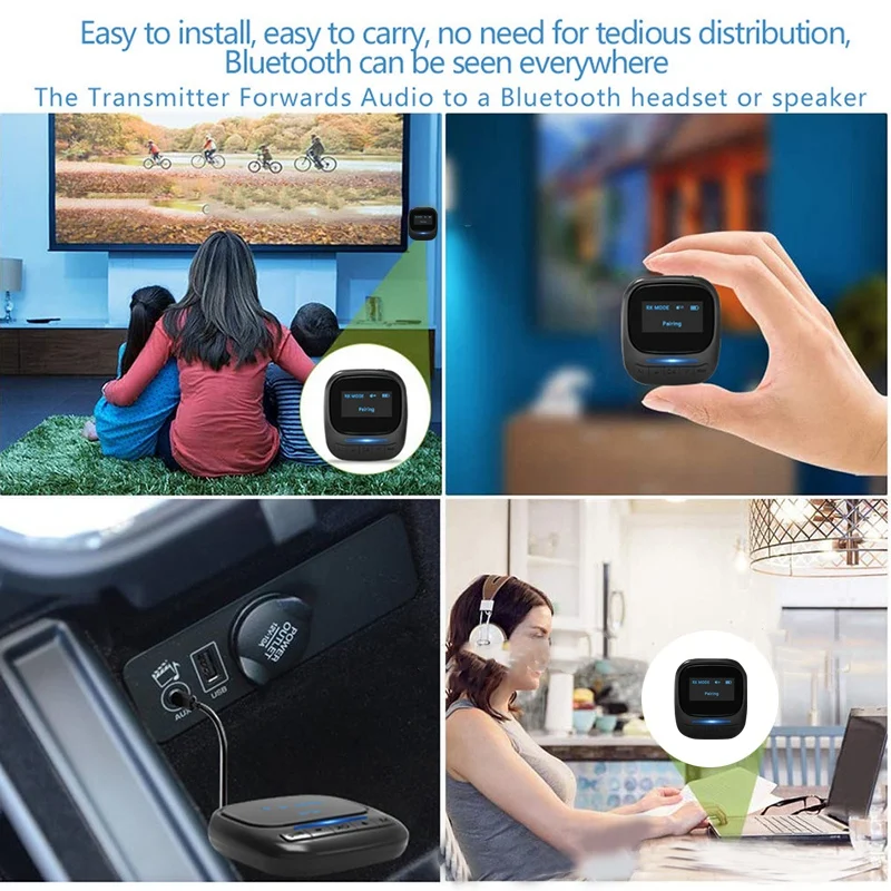 

Two in One Bluetooth 5.0 LED Transmitter Receiver APTX LL CSR Audio Adapter One for Two