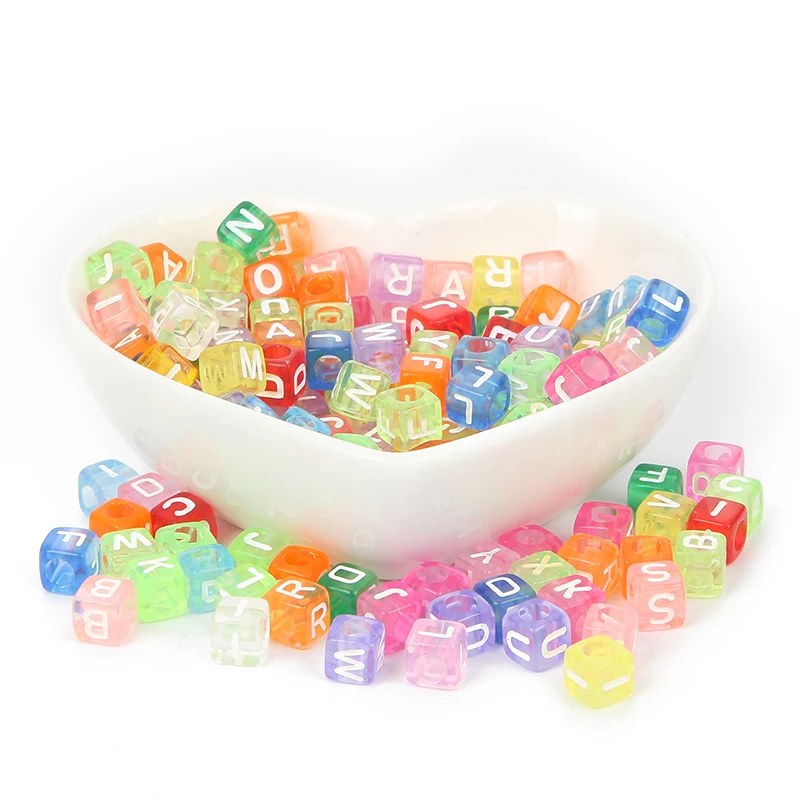 200 шт. акриловые бусины с разноцветными буквами для украшений|Бусины| |