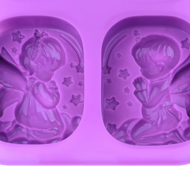 

4 Holes Angels Silicone Mold Die Food-Grade Material Angel Couple Soap Mold Cake Maker Tool Kitchen Bakeware Supplies