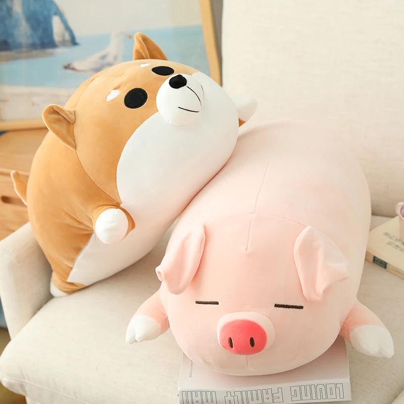 

50-90CM Cute Shiba Inu Dog Husky Pig Plush Toys Lovely Stuffed Soft Animal Nap Pillow Sleeping Cushion for Baby Birthday Gift