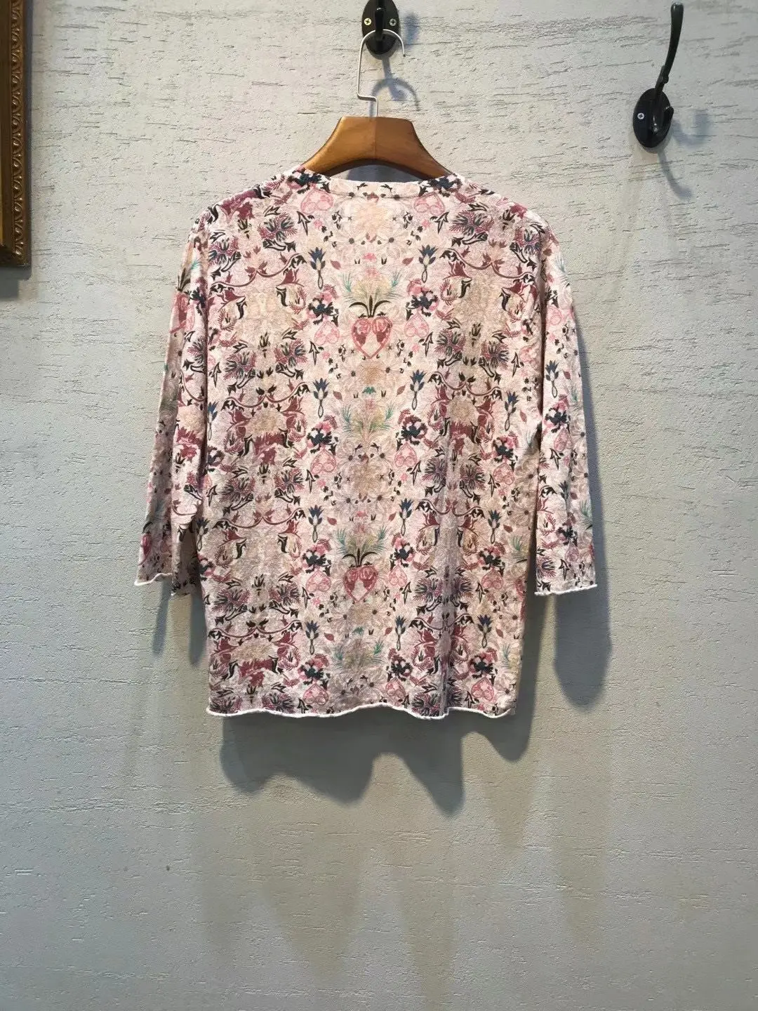 

2021 SS NEW Floral Print Tops Tee V Neck Half Sleeves Linen Fashion Tops Woman