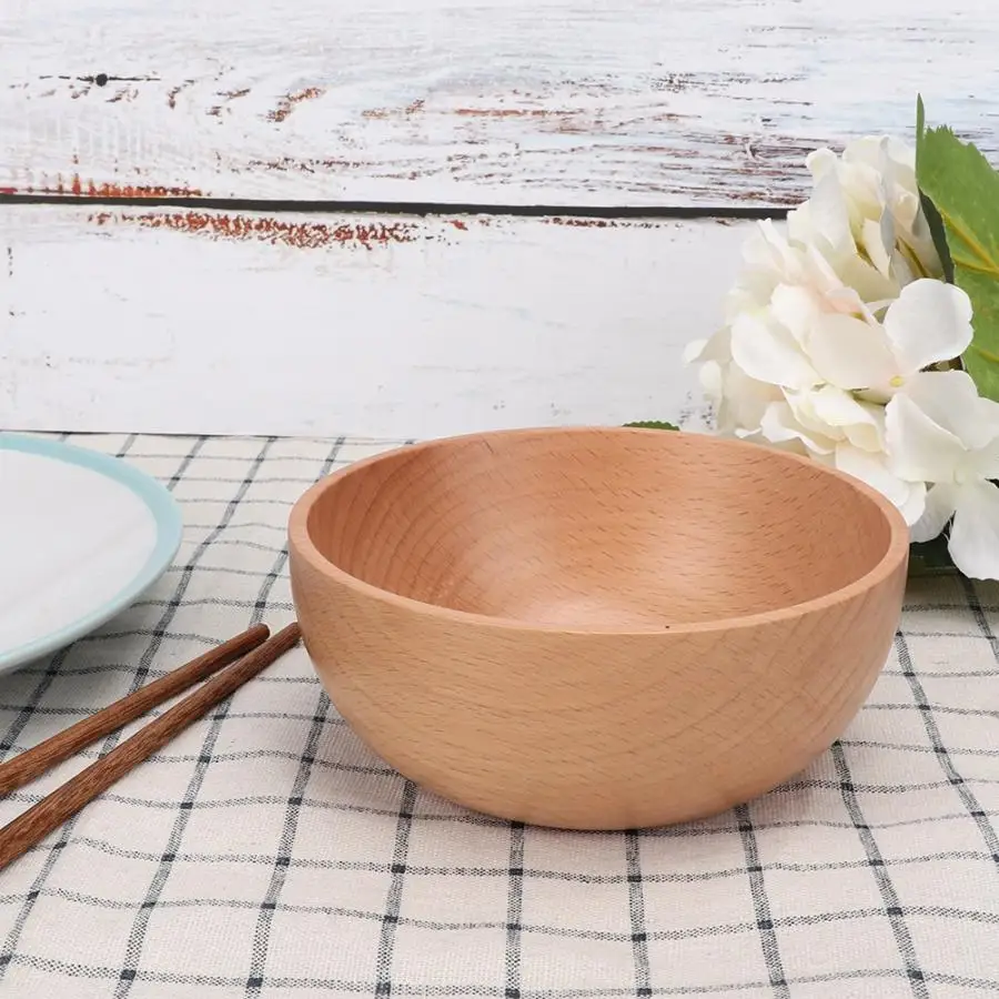 Миска деревянная китайский стиль круглая миска рисовый суп салат рисовая посуда