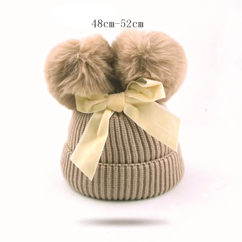 

Baby Stuff Double Pompom Hat Winter Knitted Kids Baby Girl Hat Warm Thicker Children Infant Beanie Cap Bonnet Casquette Enfant