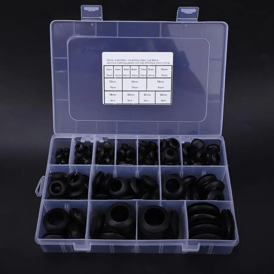 200 шт. резиновое уплотнительное кольцо в ассортименте набор жгутов втулки