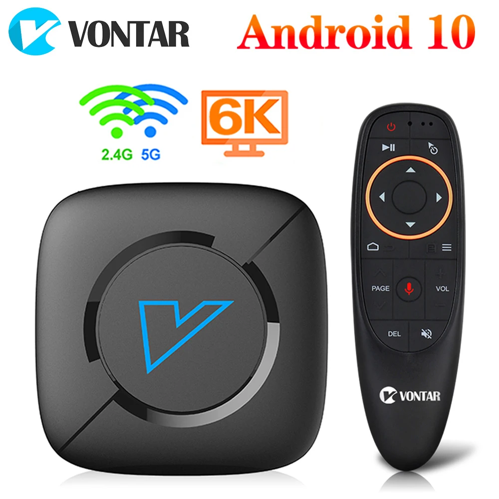VONTAR V6 Смарт ТВ приставка Android 10 4 Гб оперативной памяти 32 встроенной 64 ГБ 6K Youtube Google