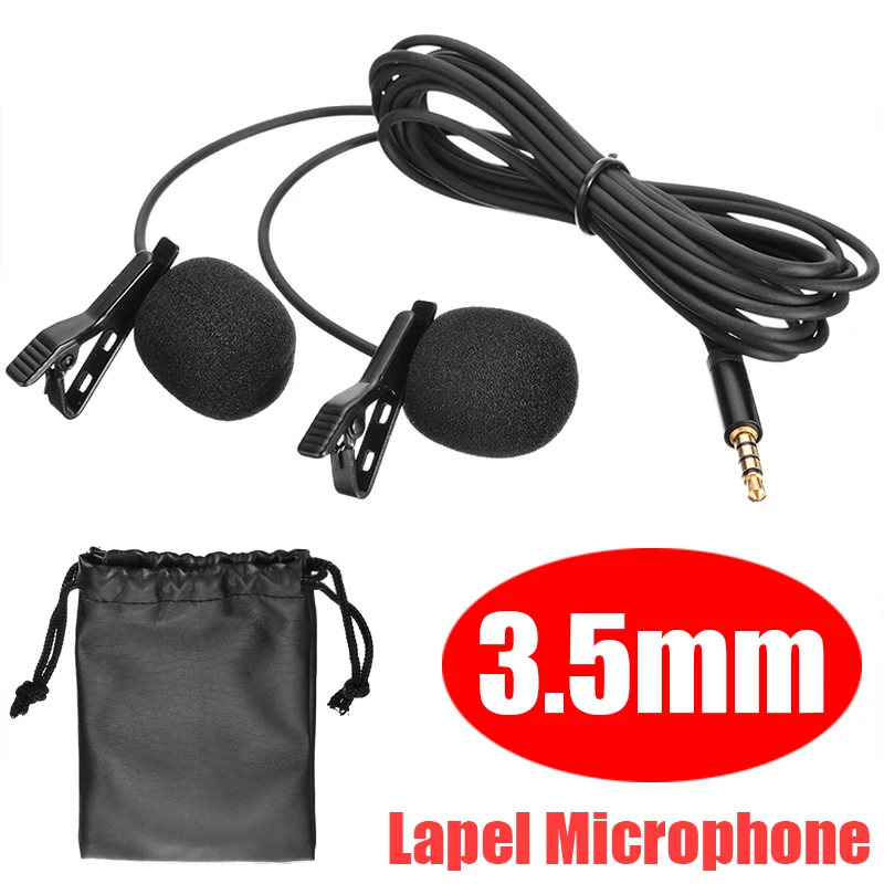 3 5 мм двойной головкой мини джек клип на лацкане микрофон петличка громкой связи