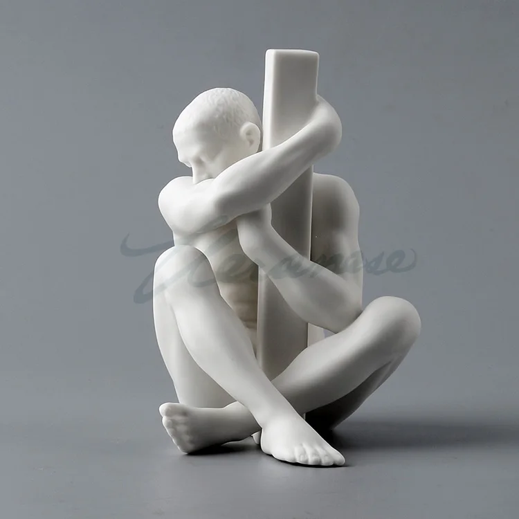 

Ceramic glaze Art Naked man Hold a post A birthday present Home Factory Statue Figure sculpture