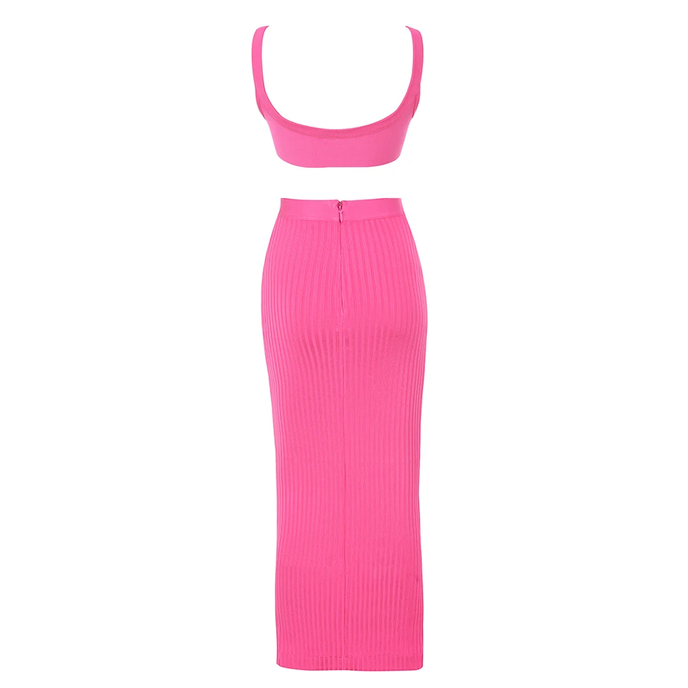 Женский комплект из двух предметов розовый бандажный жилет на тонких лямках и