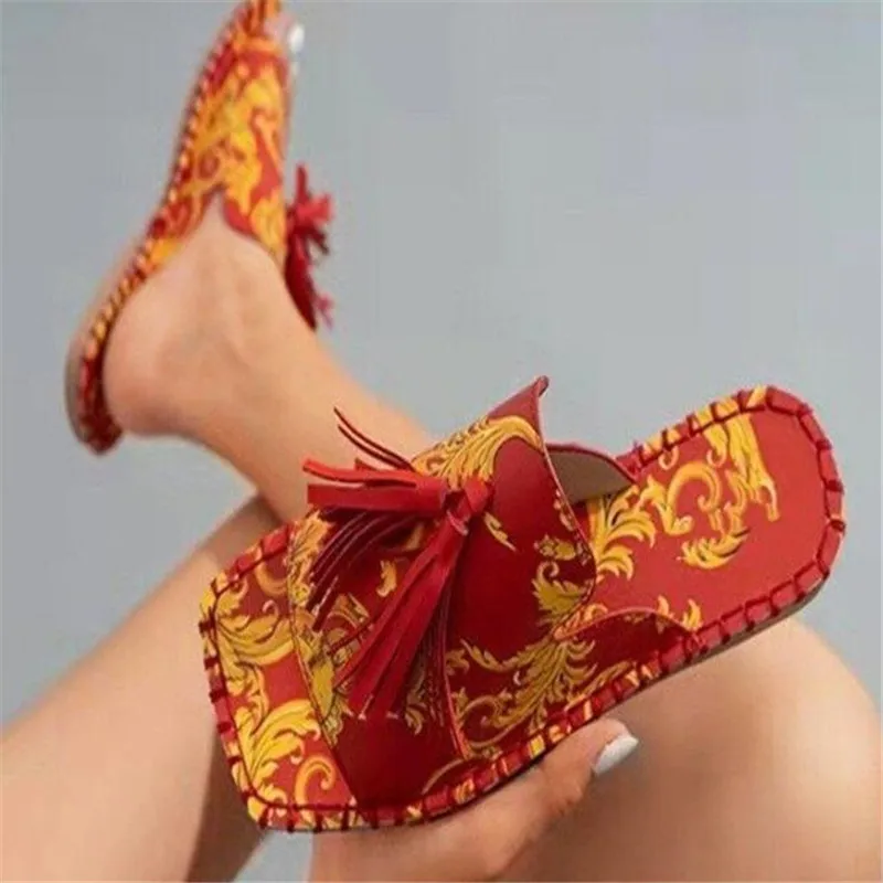

Large size women's slippers summer new style casual flowers tassel women platform sandals increase fashion slides womens shoes