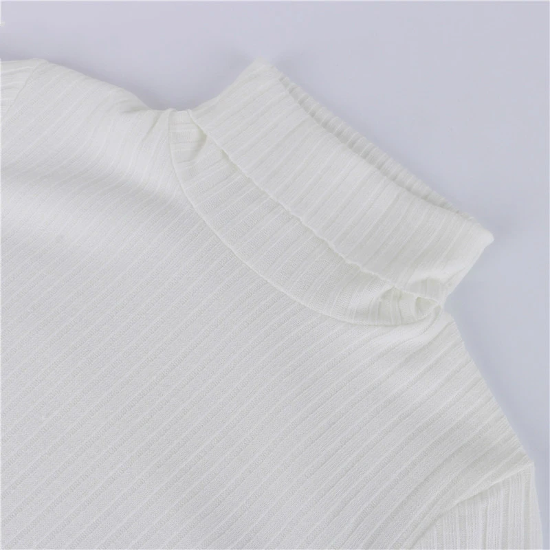 Women Casual Sweaters Cotton Winter Long Sleeve Crop Top 2020 Autumn Knitted Pullover Ladies High Neck Female Mujer | Женская одежда