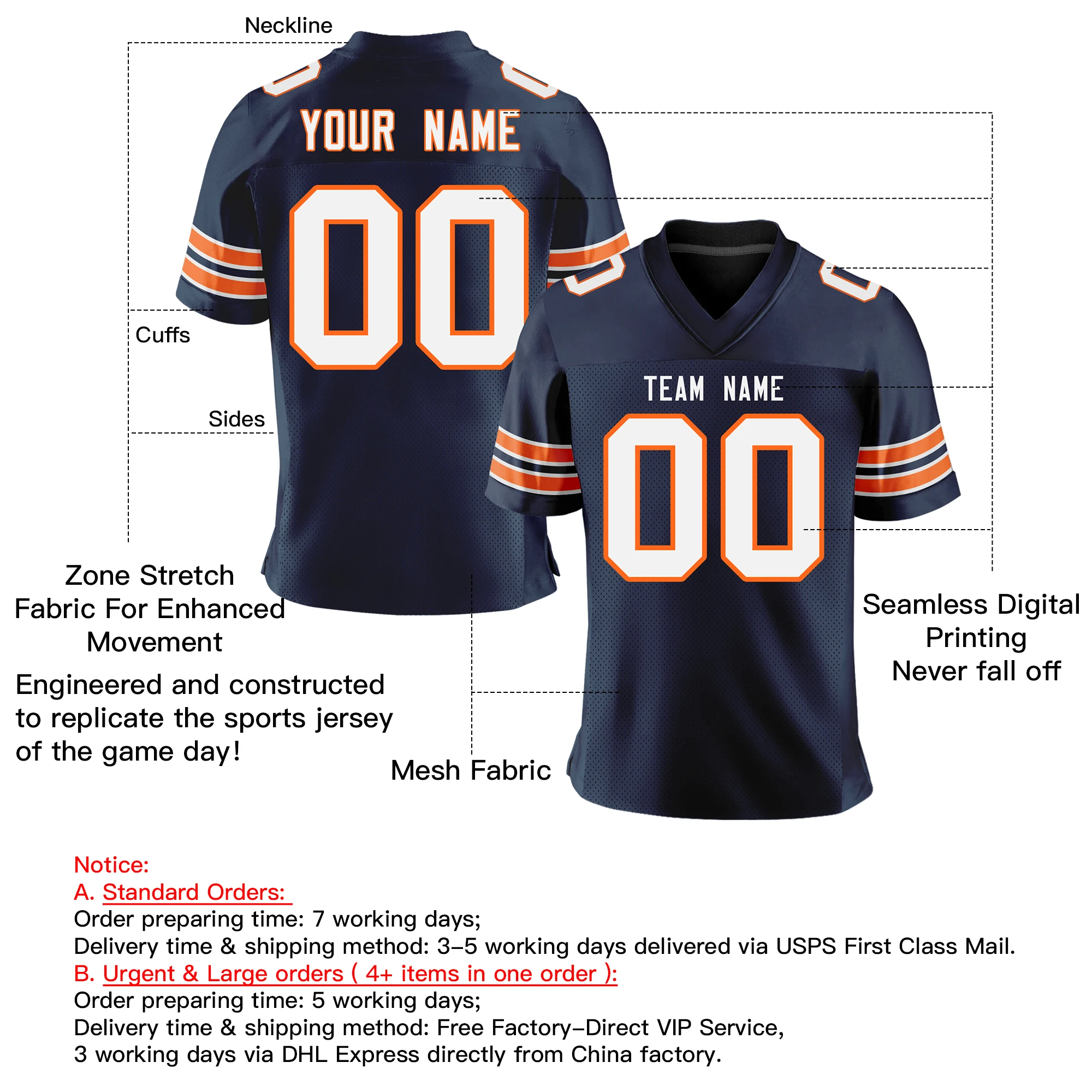 

Wholesale Custom Football Jersey Team Name/Number Full Sublimate Football Game Practice Stretch Soft Uniform for Male/Lady/Youth