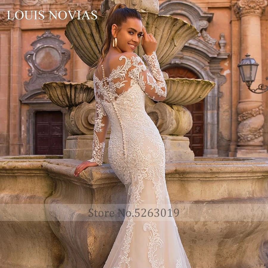 Свадебное платье Louis Novias со съемной юбкой-годе с длинным рукавом 2020 сексуальное