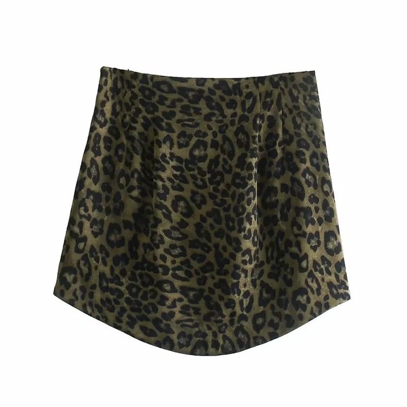 Мини-юбка женская с леопардовым принтом на молнии винтажная коричневая 2021 | Юбки