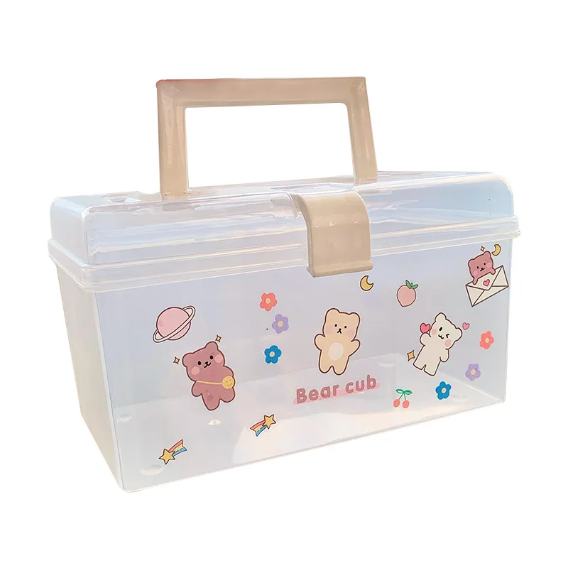 

Transparent Desktop Organizer Tape Storage Pencil Pen Box Plastic Desk Storage Box Classification Box School Office Stationery