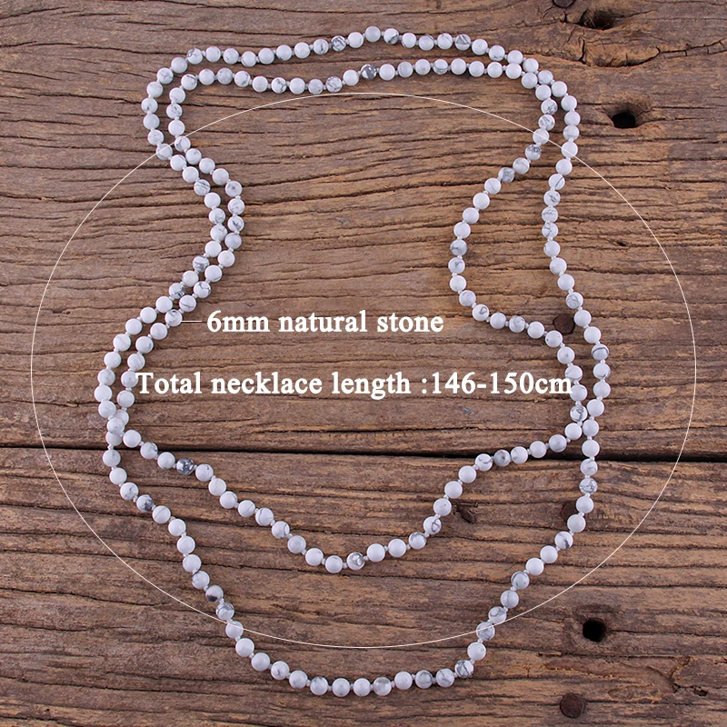 Бесплатная доставка Модные 6 мм полудрагоценные камни бусины Длинные узловые
