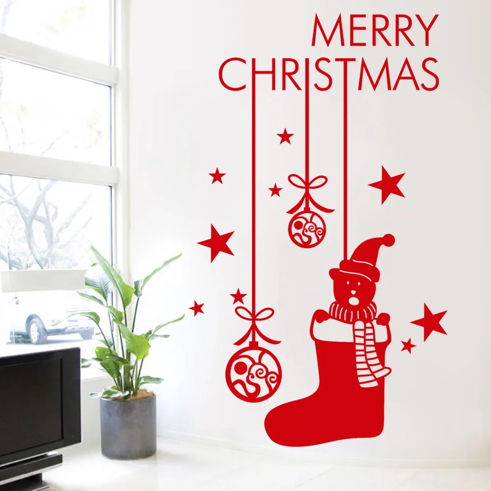 Счастливый новый год веселая Наклейка на стену в виде рождественской елки