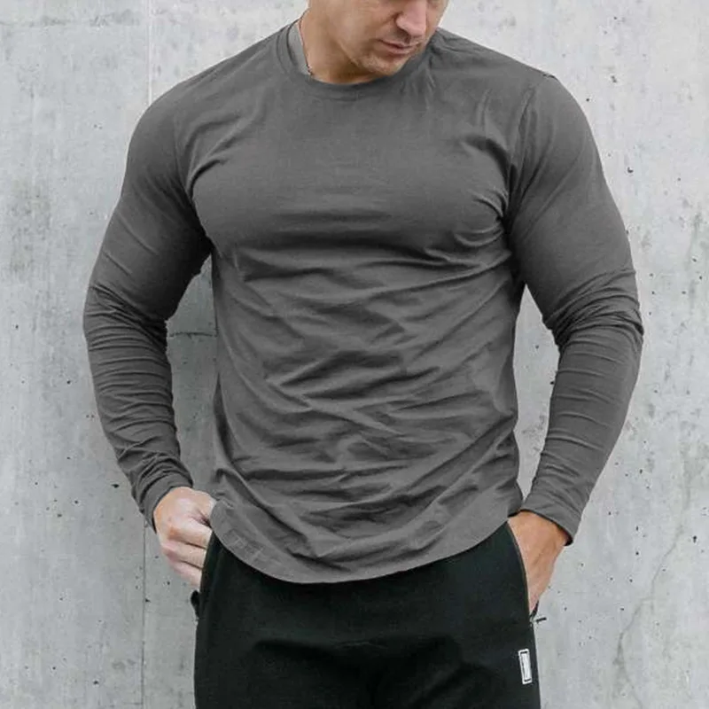 

Long Sleeve T-Shirt Casual Male Tshirts Autumn Fitness Sportwear Solid Camo Streetwear Brand Clothing Tee Tops T Shirt Men
