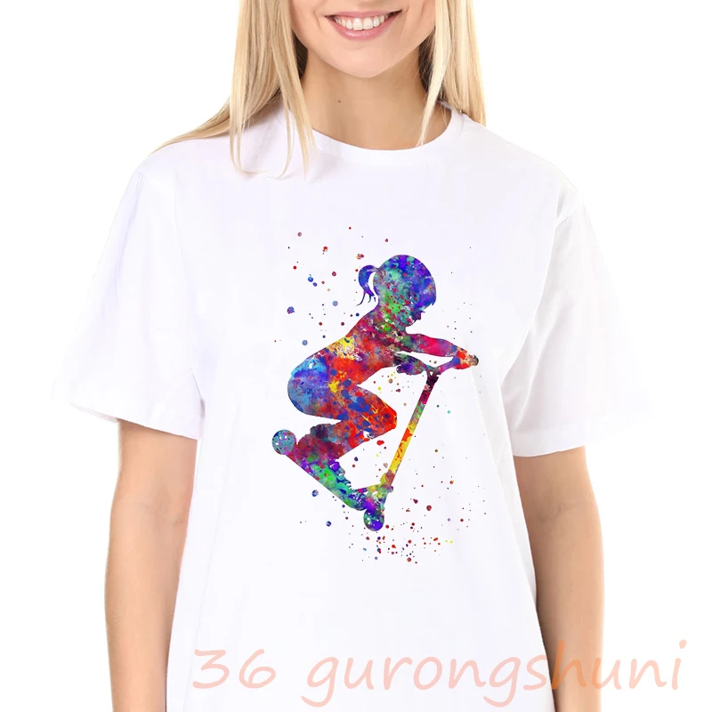 Женская одежда 2020 футболка для волейбола акварелью с графическим принтом