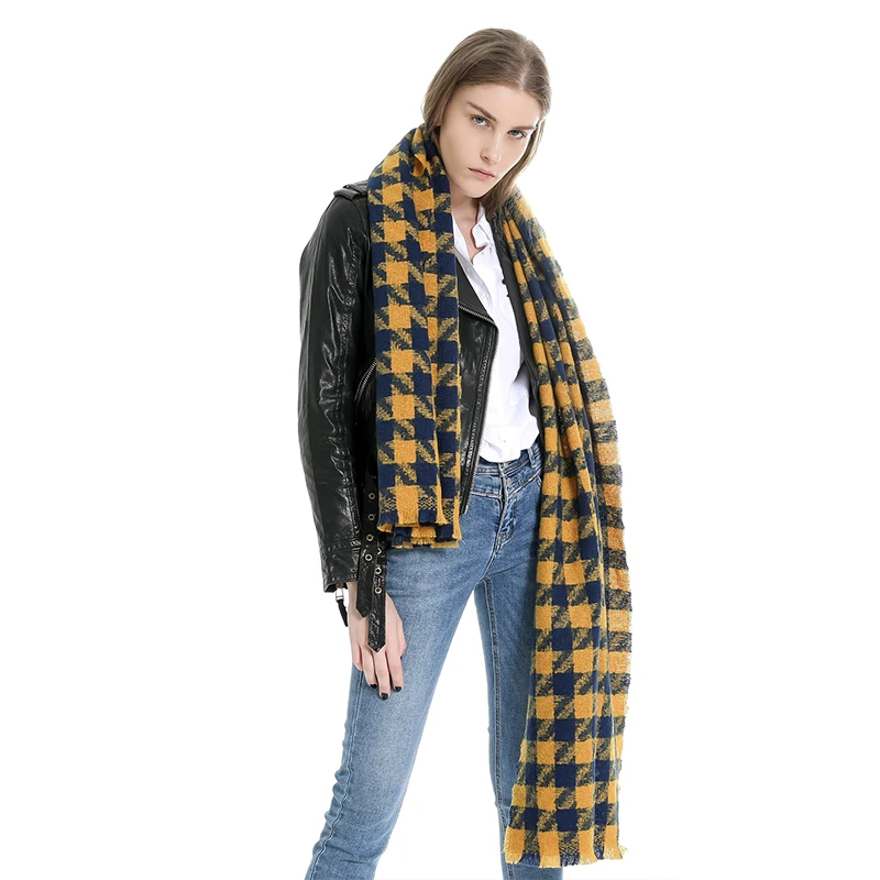 Женский шарф в клетку FS длинный кашемировый британском стиле зимний 2019 |