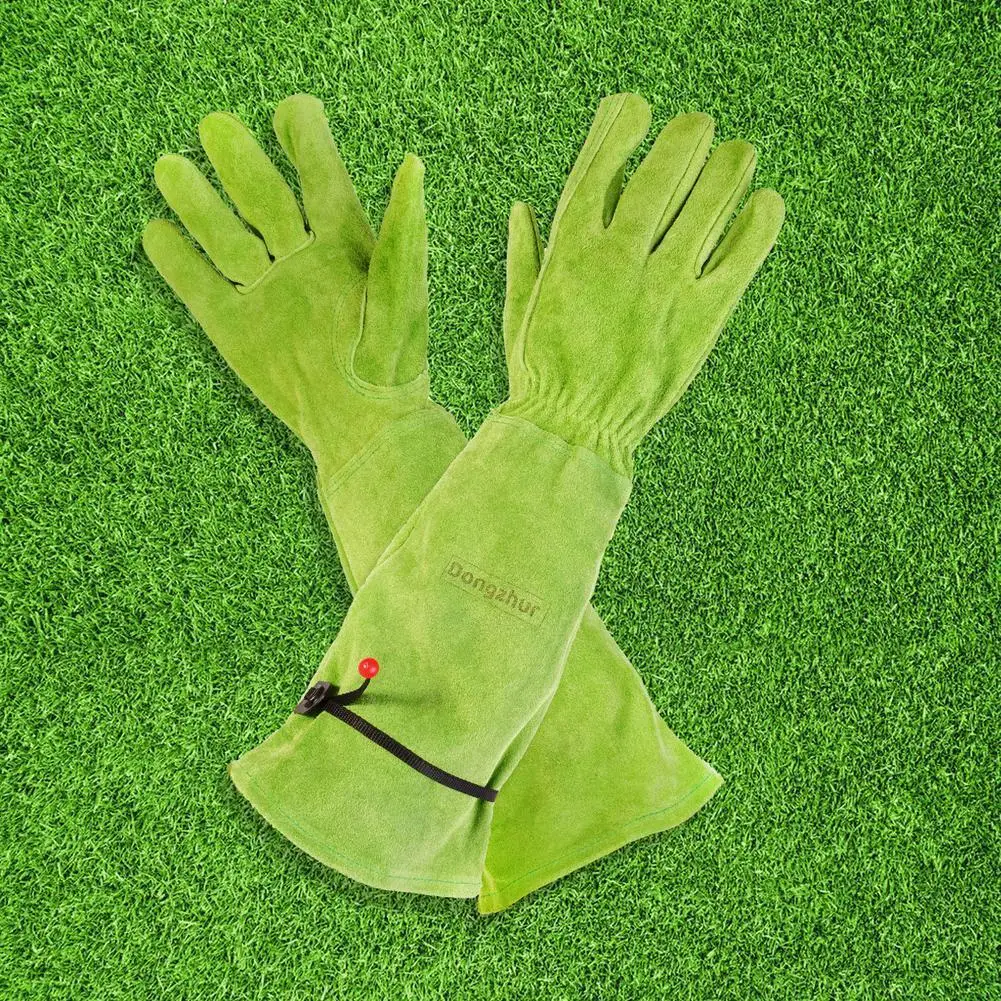 

25cm Length Green Garden Gloves Gardening Leather Gloves Dig And Plant For Digging Planting Garden Tools Protect Hands Clea G9w8