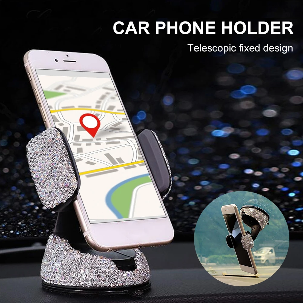 

360° 3in1 Car Phone Holder Crystal Phone Bracket Rotating Dashboard Windshield Air Vents Phone Holder Supplies Car Accessories