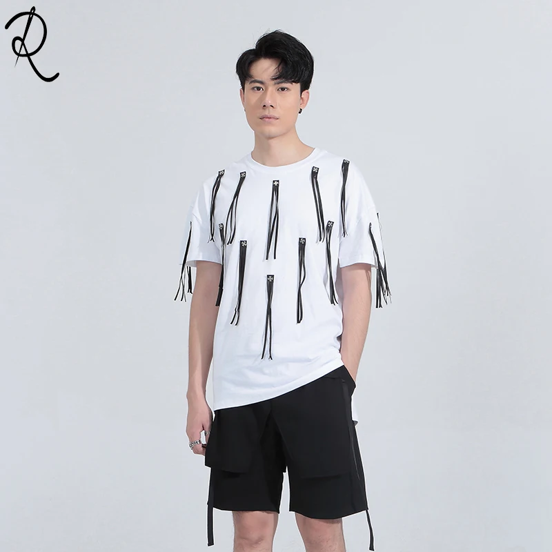 

Dark Summer Street, cool Tzitzit, patchwork of slim, round-necked, short-sleeved t-shirts