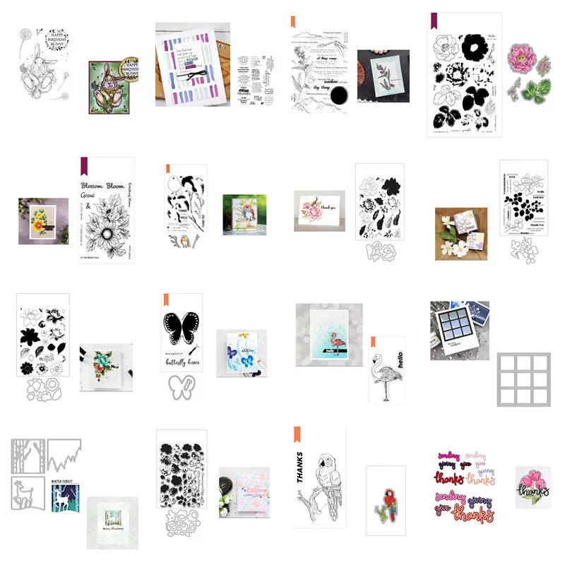 

Flora and Fauna Metal Cutting Dies And Clear Stamps Stencils for DIY Scrapbook Album Paper Card Embossing Decorations Handmade