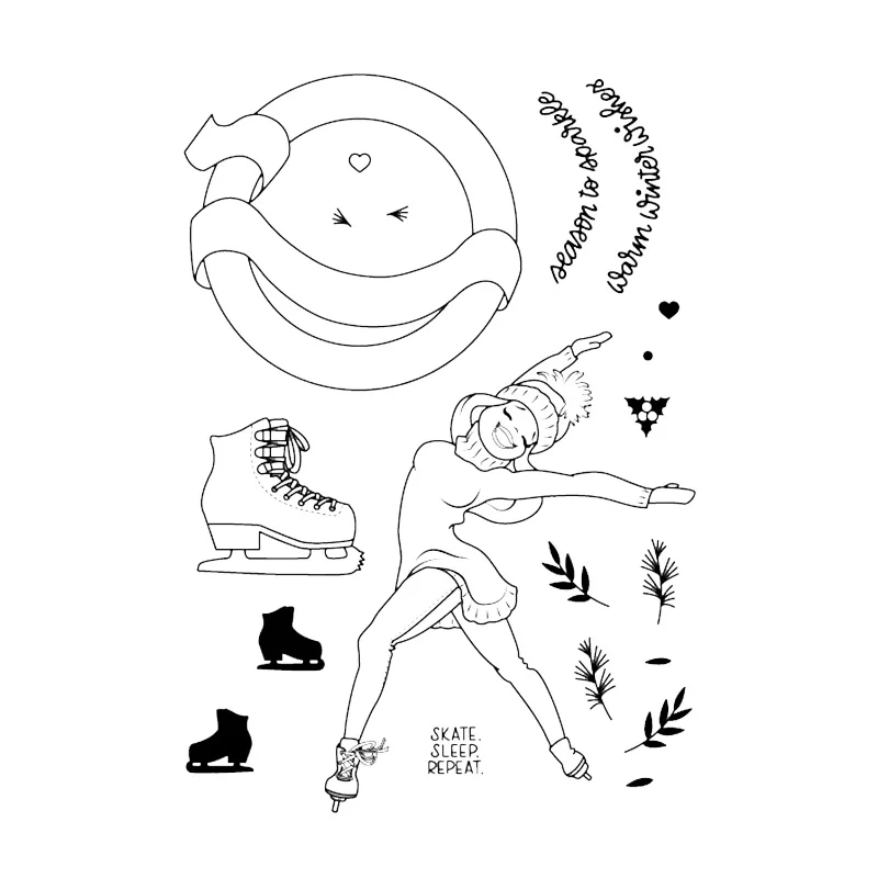 Кататься на коньках прозрачные наклейки для Скрапбукинг и карточками создания