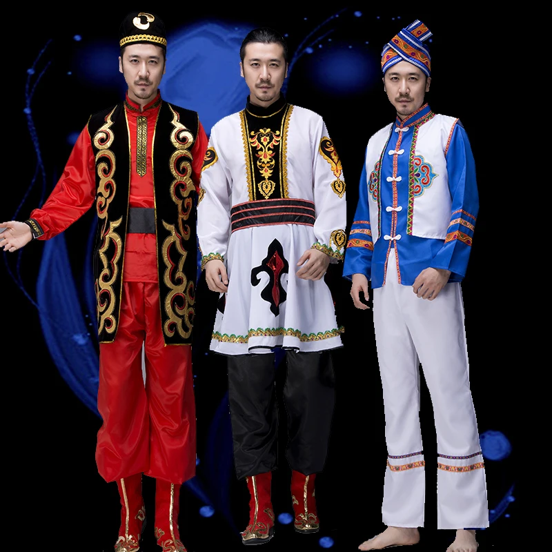 Китайские национальные костюмы для мужчин, одежда Sinkiang, национальные танцевальные костюмы для мужчин, уйгурские национальные фестивальные танцевальные костюмы